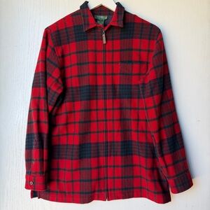 Vintage Ralph Lauren Women's Lambswool Zip Up Plaid Jacket Coat Cardigan Size L